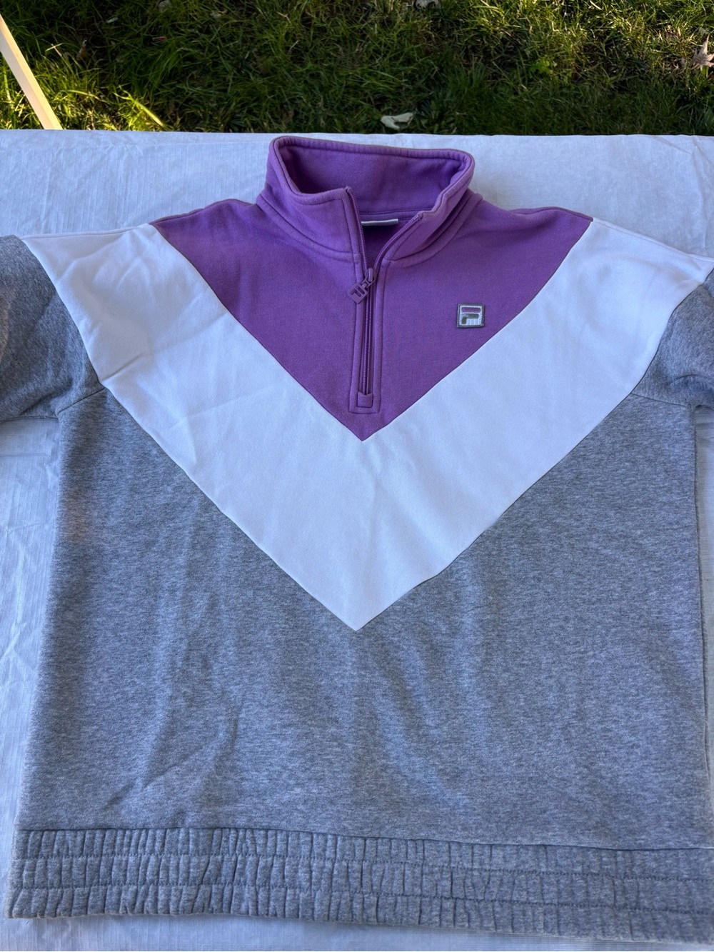 Fila Purple, White & Gray Women's Colorblock Quarter-Zip Pullover